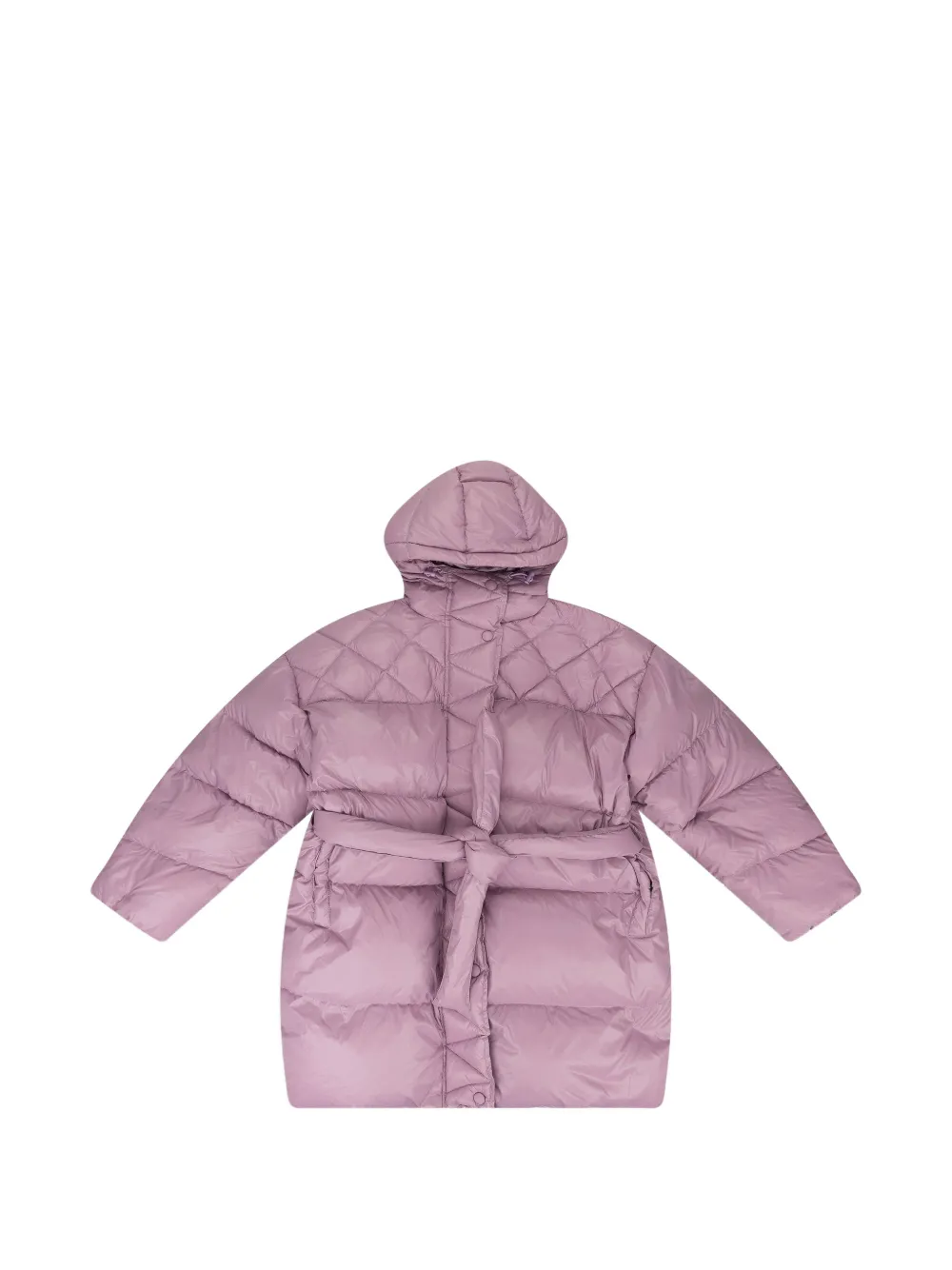 Callipygian belted puffer coat - Rosa