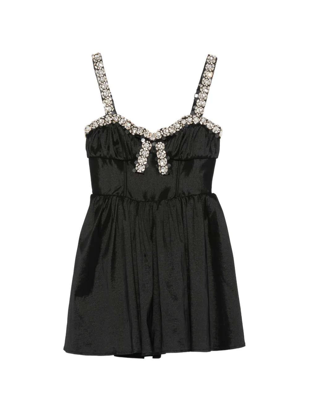 For Love And Lemons crystal-embellished bow-detail mini dress - Nero