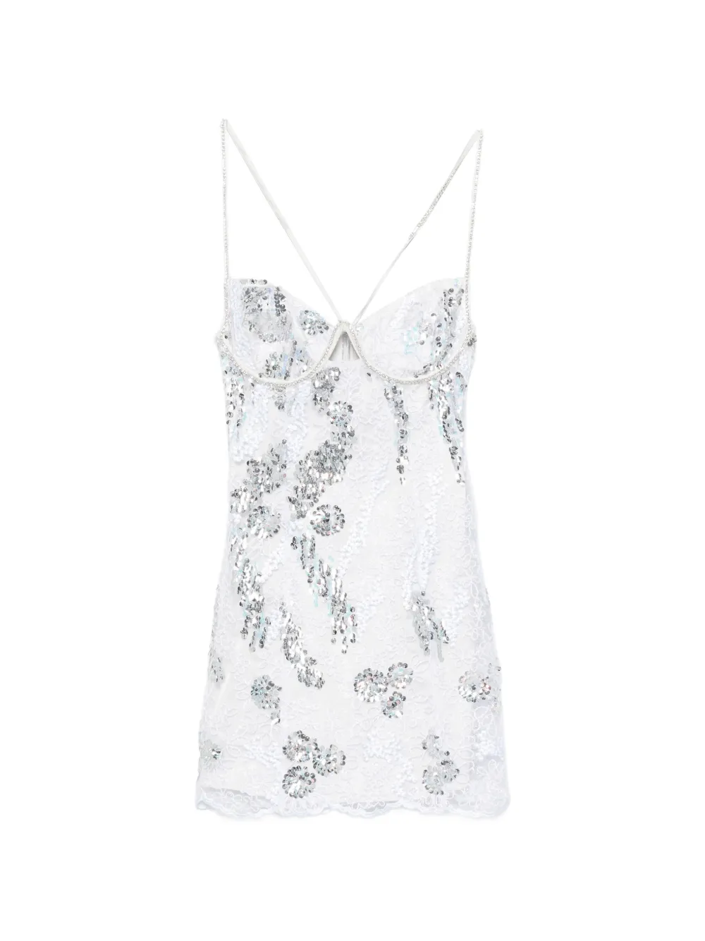 For Love And Lemons sequin-embellished lace mini dress - Bianco