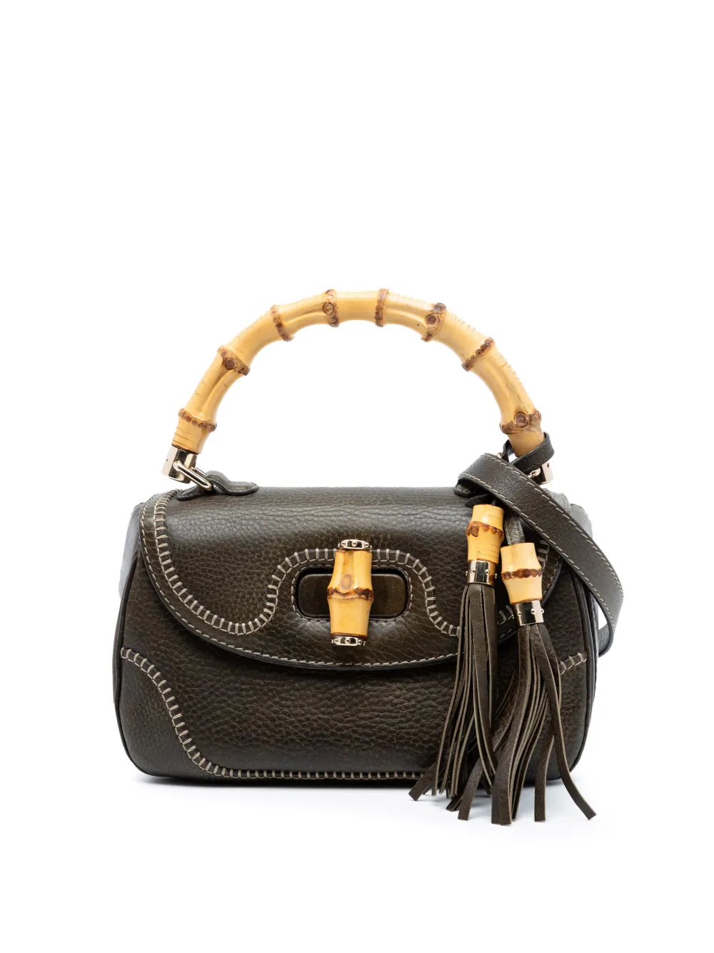 Gucci Pre-Owned 2000-2015 Medium Leather New Bamboo satchel - Verde
