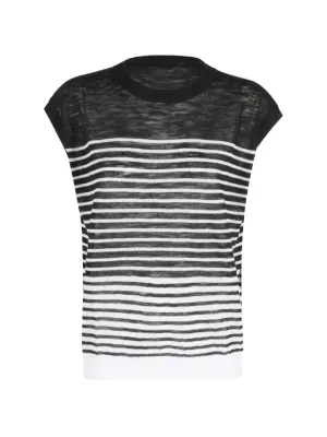 Nuur Striped Linen Top | Black | FARFETCH ZA