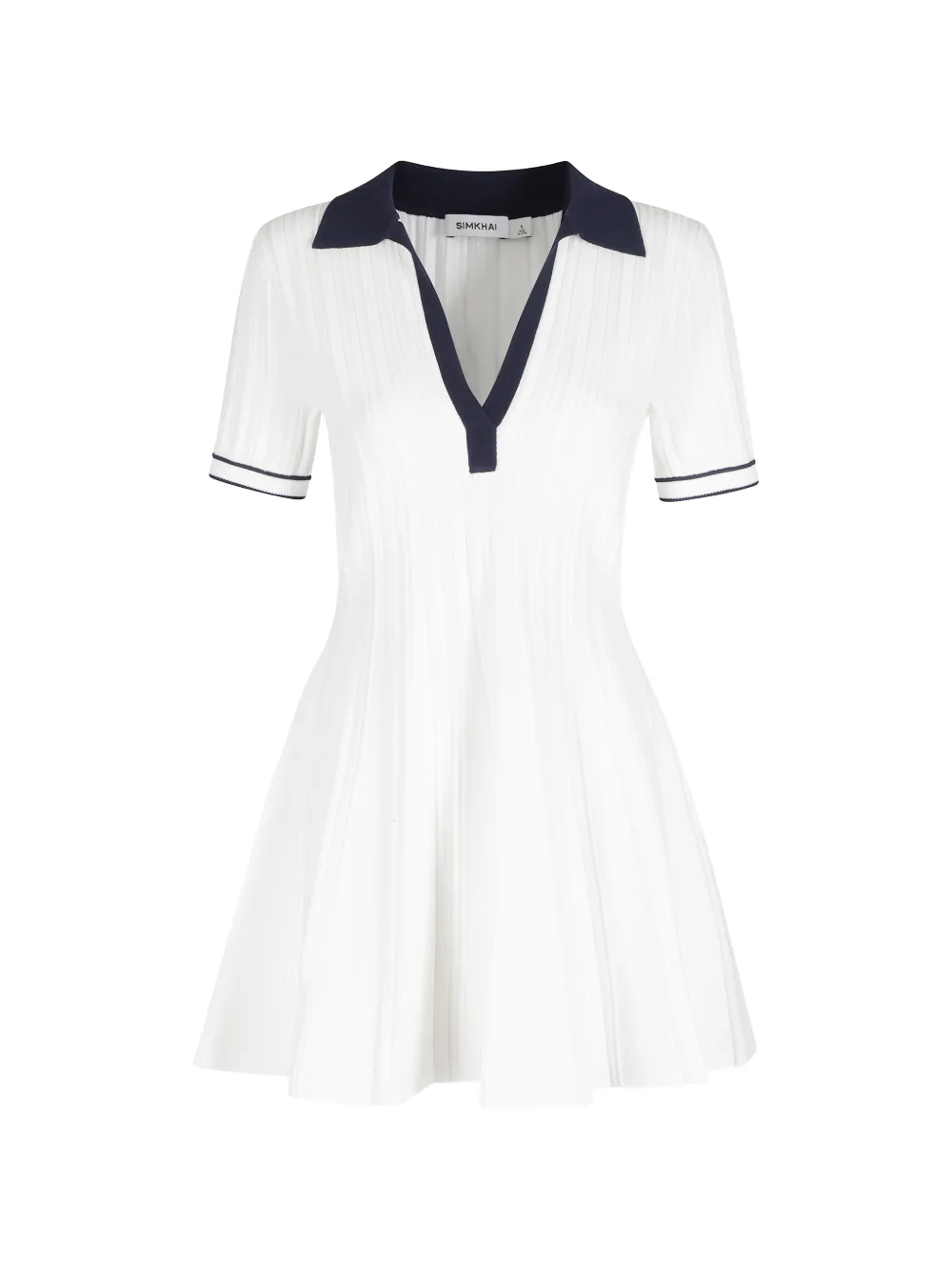 Simkhai ribbed-knit polo mini dress - Toni neutri