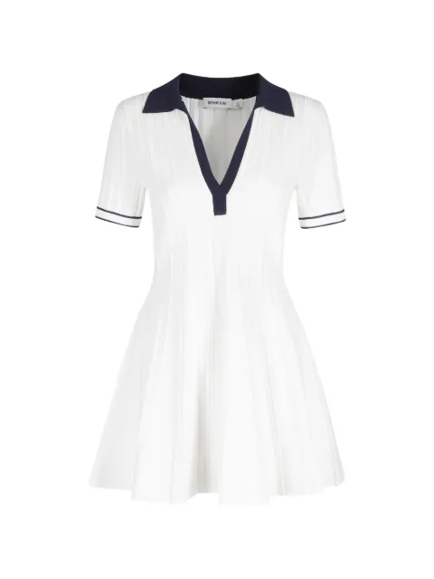 Simkhai ribbed-knit polo mini dress