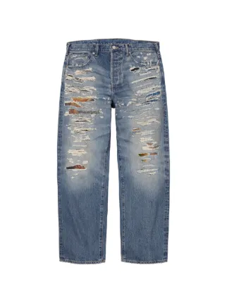 Supreme x MM6 Maison Margiela ダメージ パンツ | ブルー | FARFETCH JP