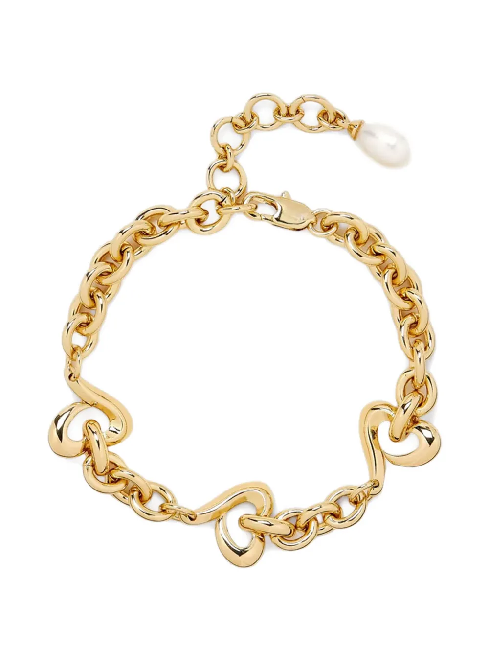 YOJ Agape heart pearl chain bracelet - Oro