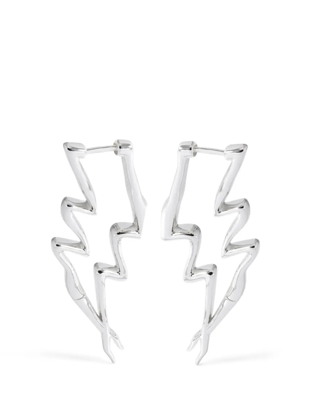 YOJ x Potoska lightning hoops earrings - Argento