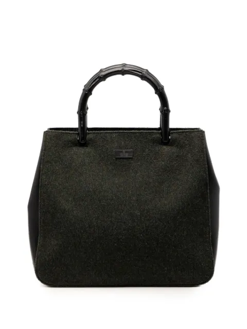 Gucci Pre-Owned 2000-2015 Wool and Calfskin Bamboo Top Handle Bag tote bag