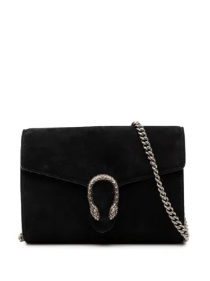 バッグ Gucci Black Suede Leather Shoulder Bag Gucci Pre-Owned 2016-2026 Suede Crystal Embellished Shoulder Bag