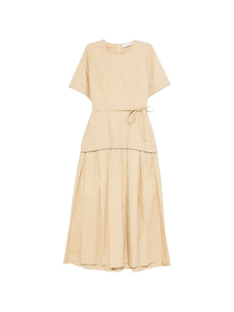 Tela D. Lost belted pleated-skirt midi dress