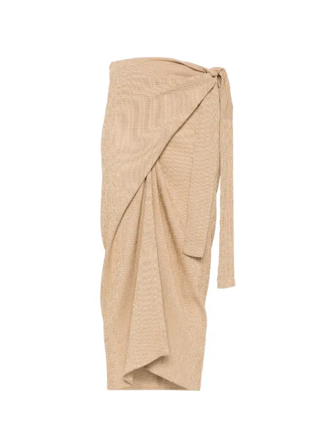 Tela check-pattern wrap skirt