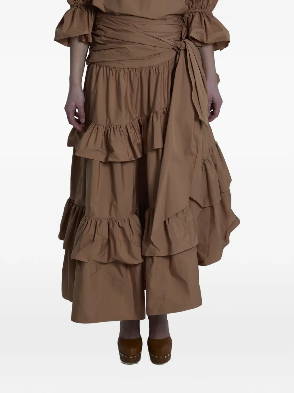  Chloé Gonna Midi A Balze Con Ruches - Marrone 