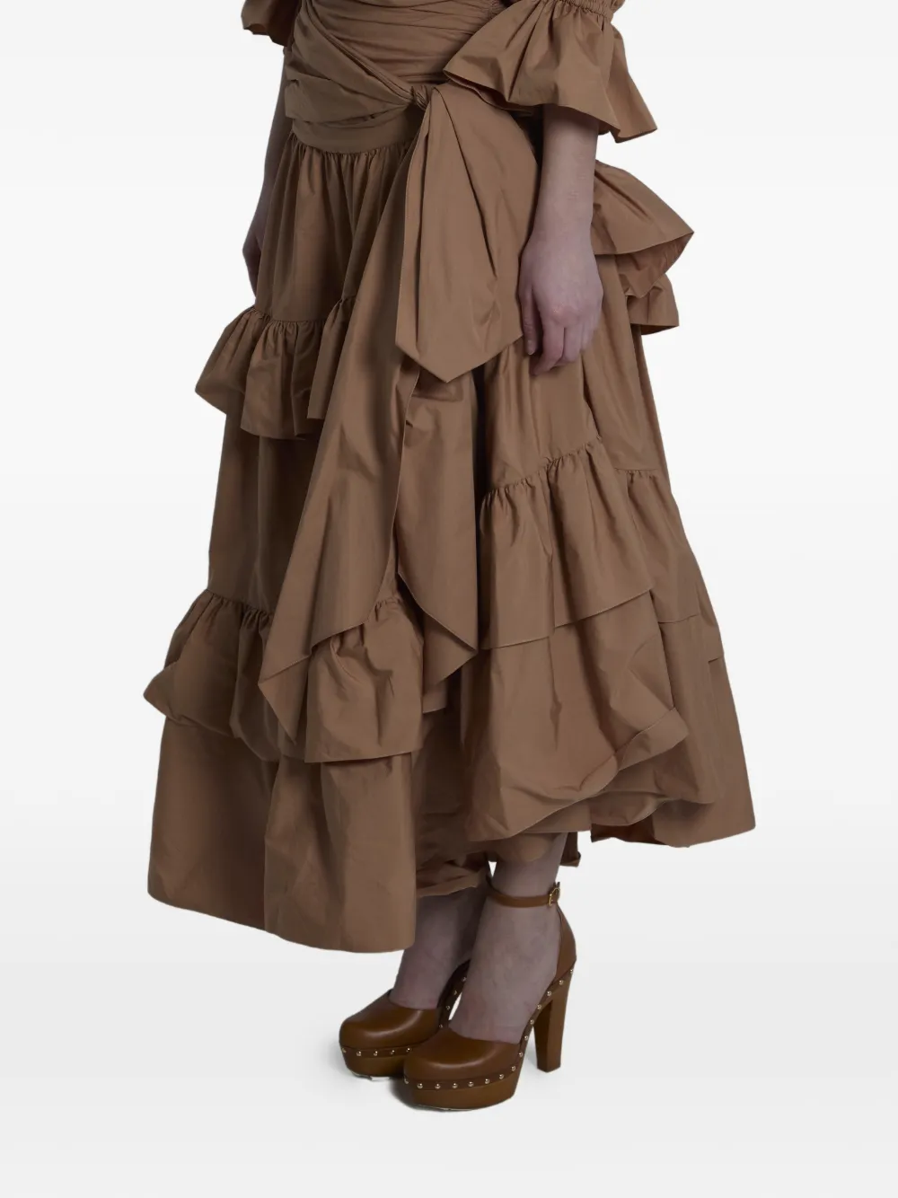  Chloé Gonna Midi A Balze Con Ruches - Marrone 