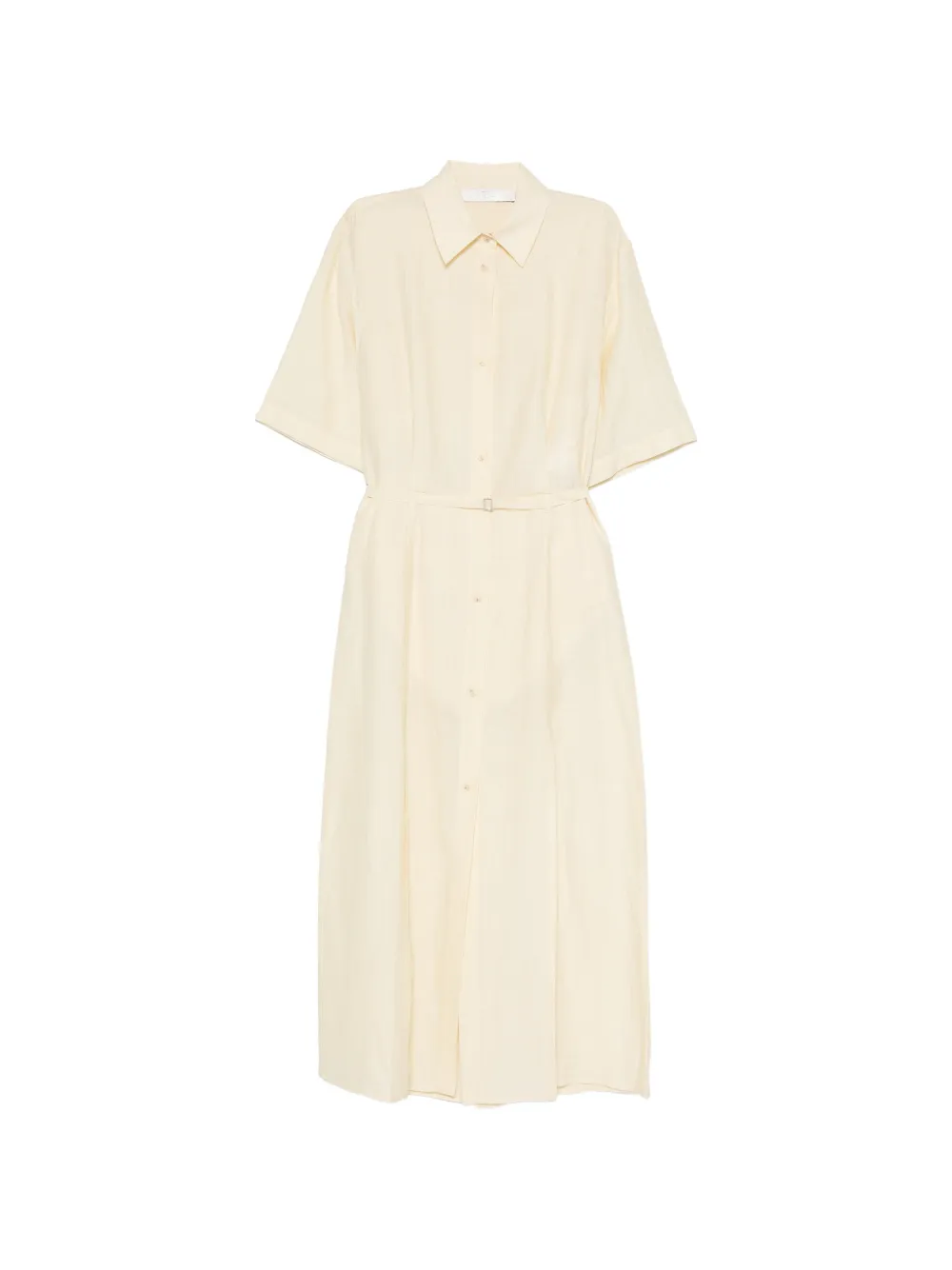 Tela D. Cherry belted button-down midi dress - Toni neutri