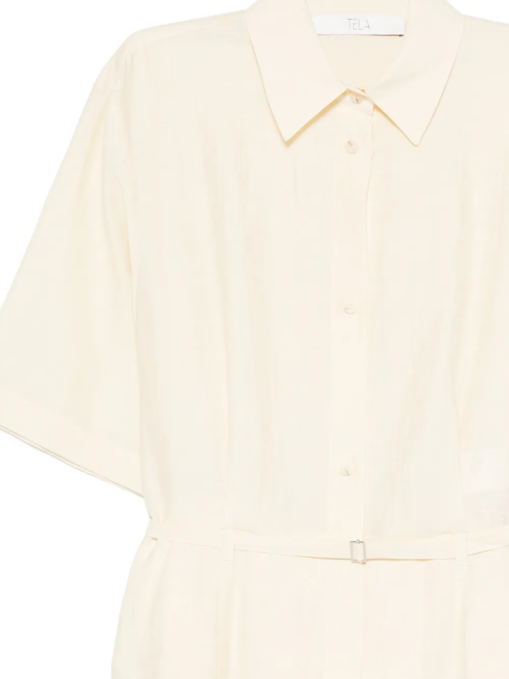 Tela D. Cherry button-down midi-jurk met ceintuur Beige