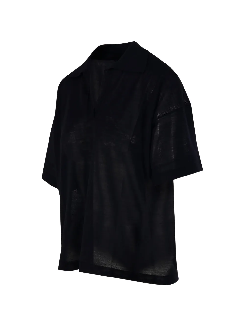 Roberto Collina T-shirt met V-hals en kraag Zwart