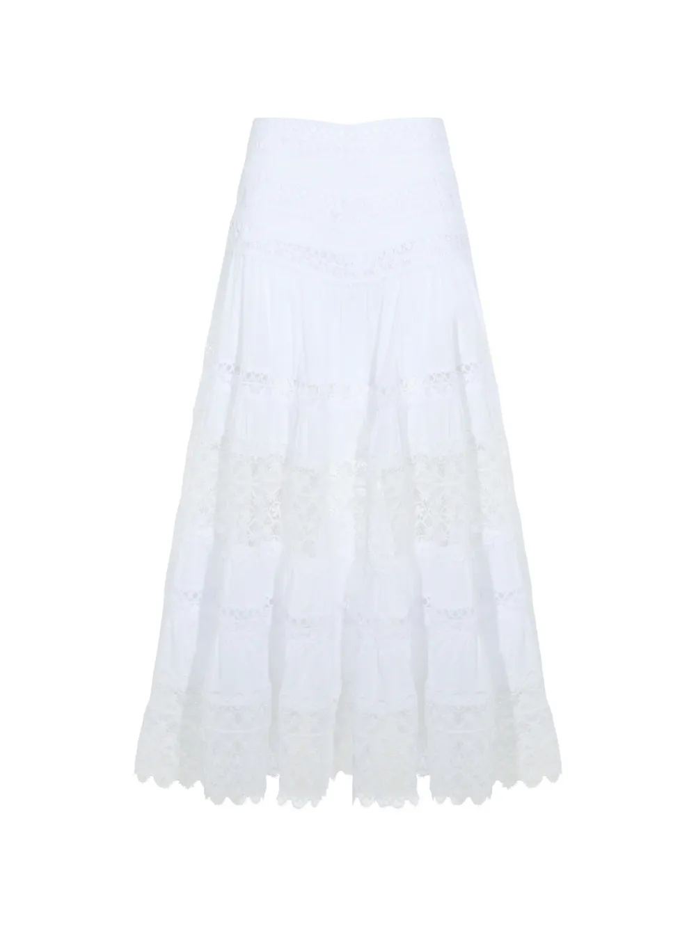 Charo Ruiz Ibiza Gelaagde maxi-rok met kant Wit