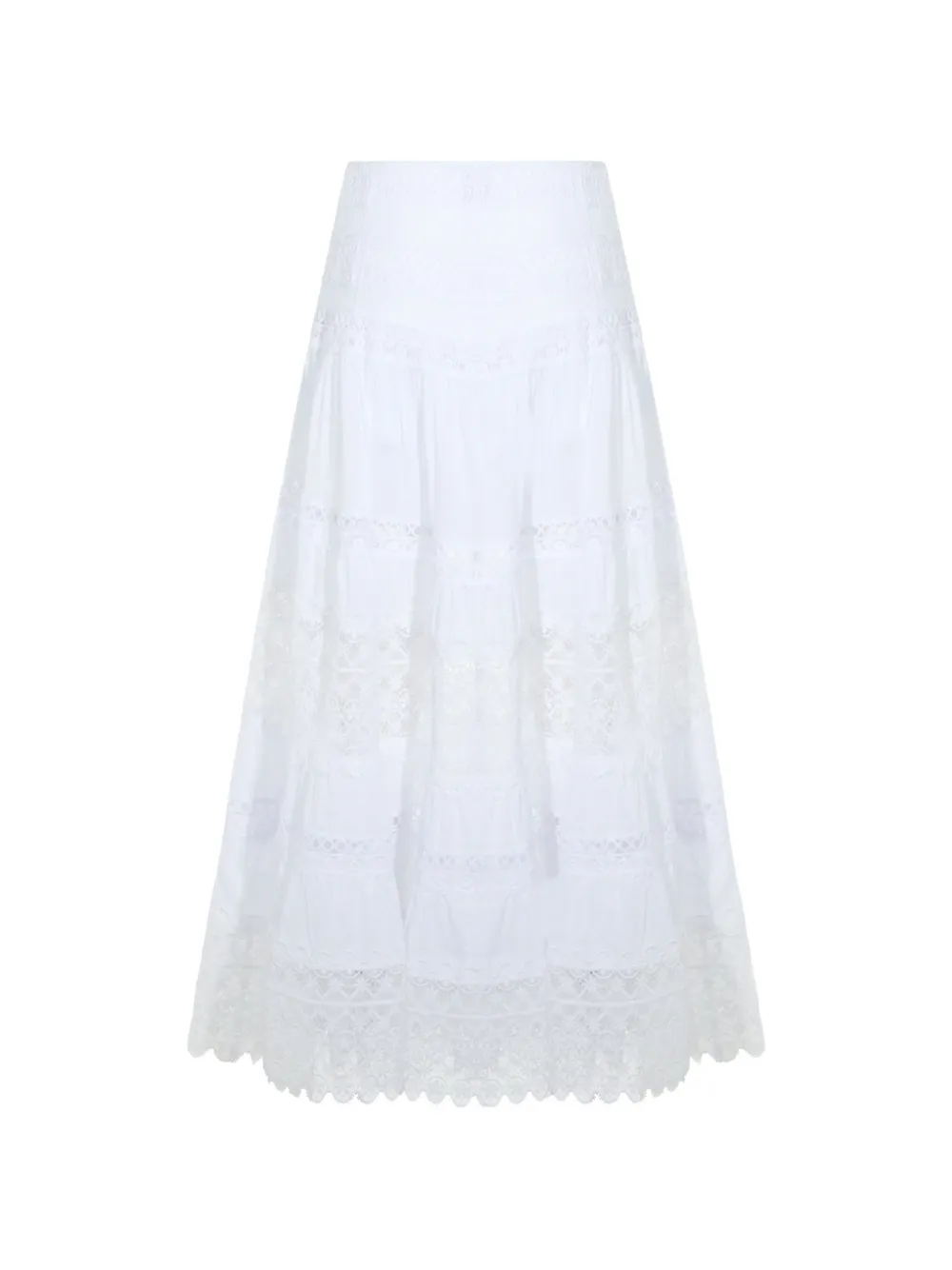 Charo Ruiz Ibiza lace tiered maxi skirt - Bianco