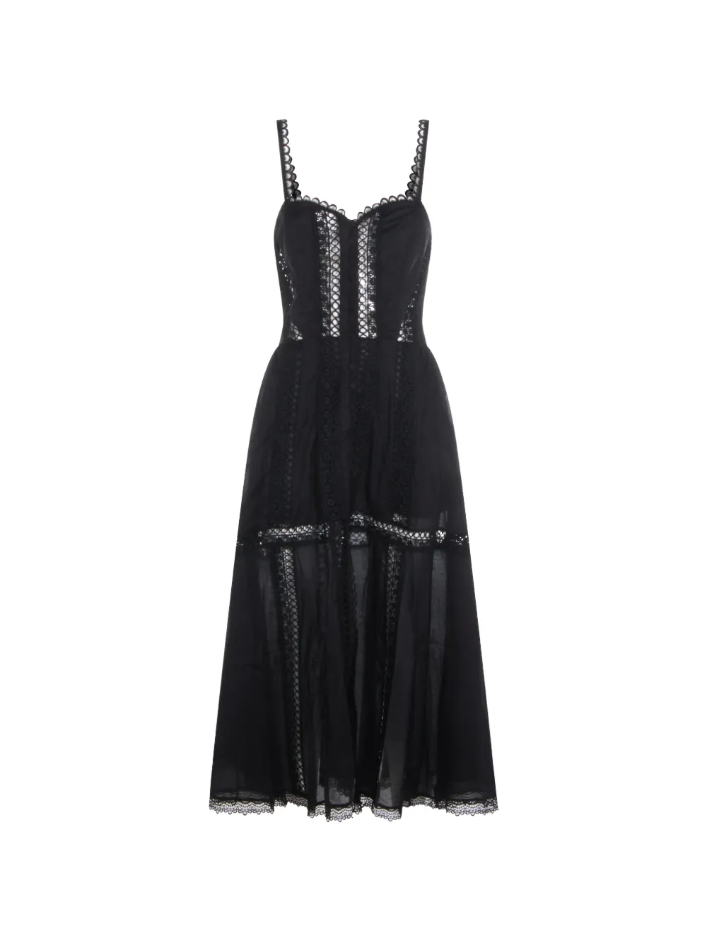 Charo Ruiz Ibiza Dafelle lace trim midi dress - Black