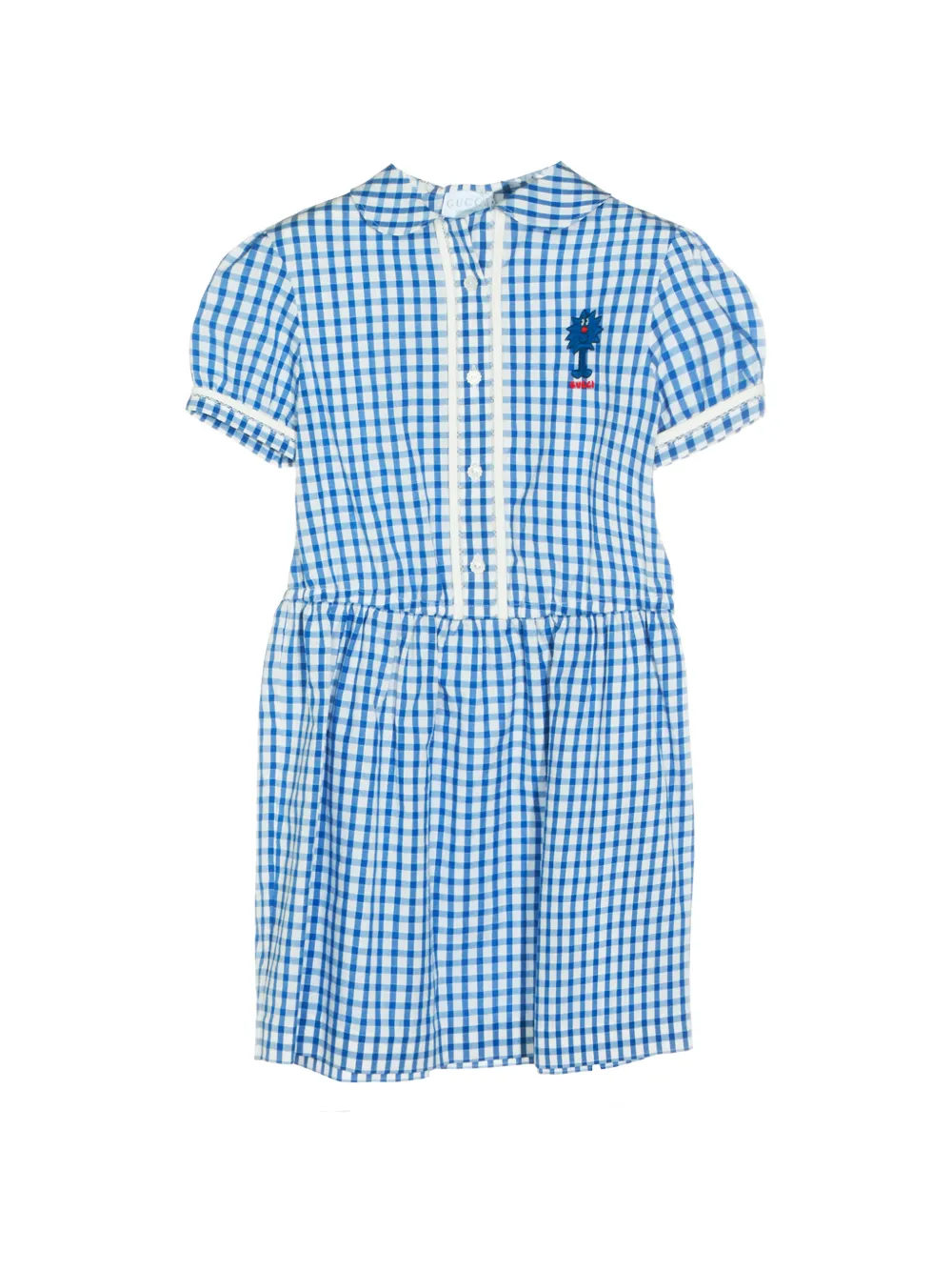 Gucci Kids check embroidered dress - Blau