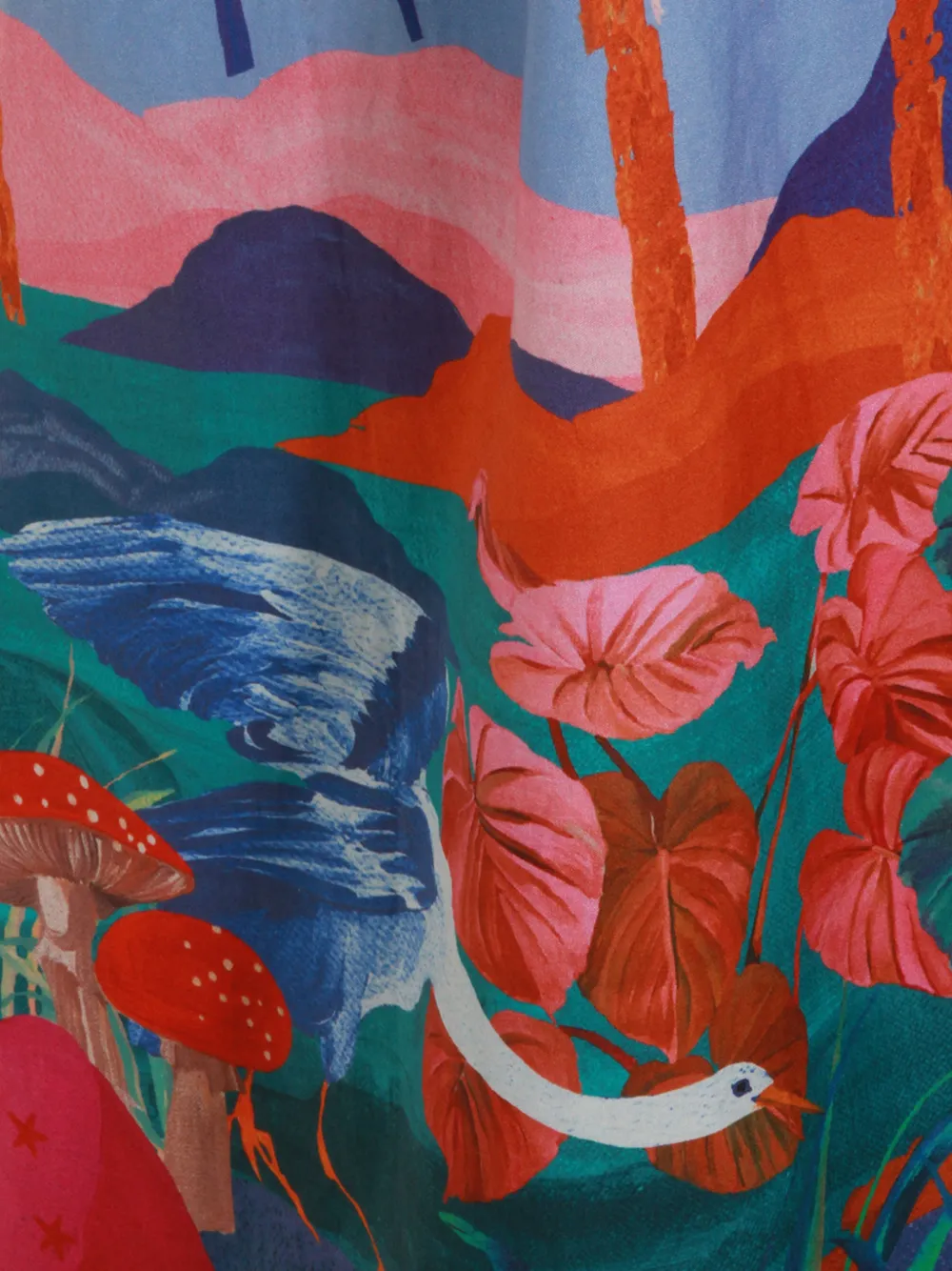 FARM Rio Dream Landscape midi-jurk met borduurwerk Blauw