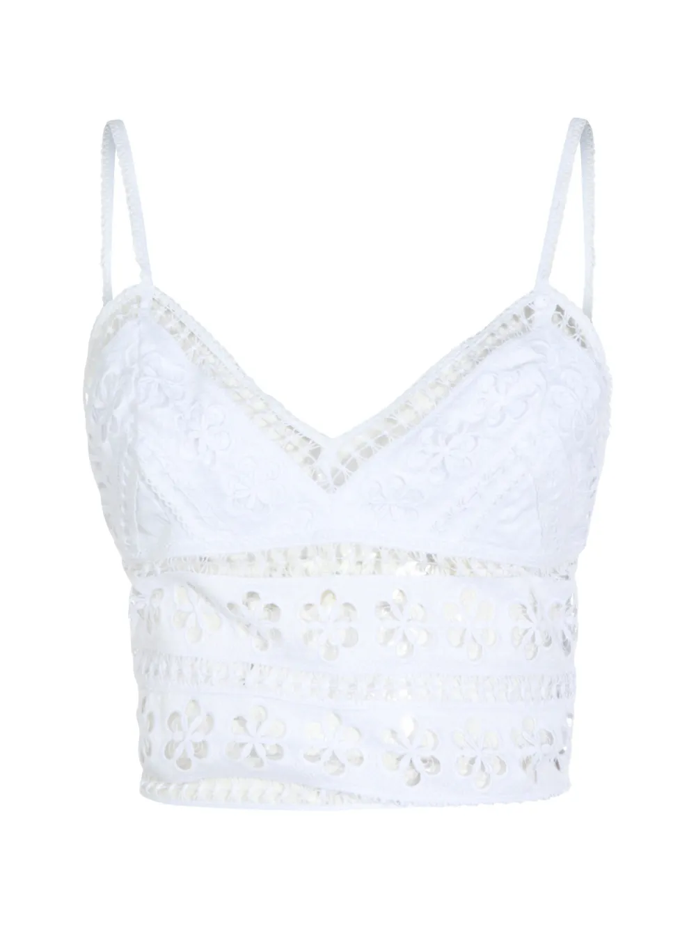 Charo Ruiz Ibiza Melie floral-embroidered V-neck top - Bianco