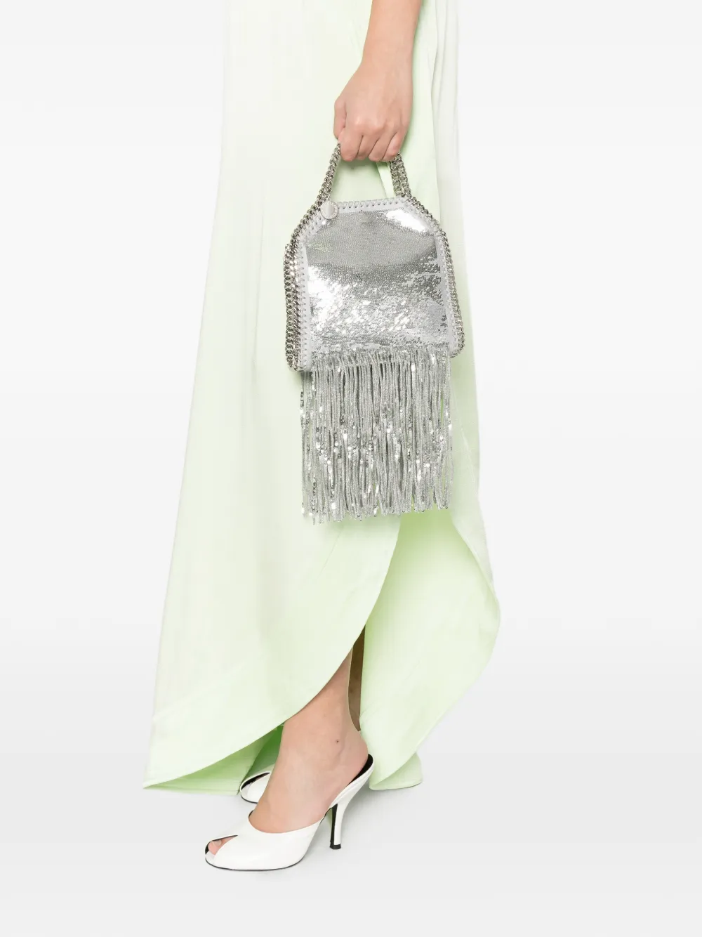Stella McCartney Falabella mini-shopper met franje Zilver
