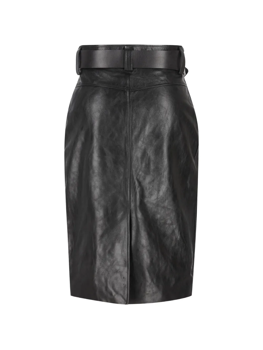 Saint Laurent Leren midi-rok Zwart