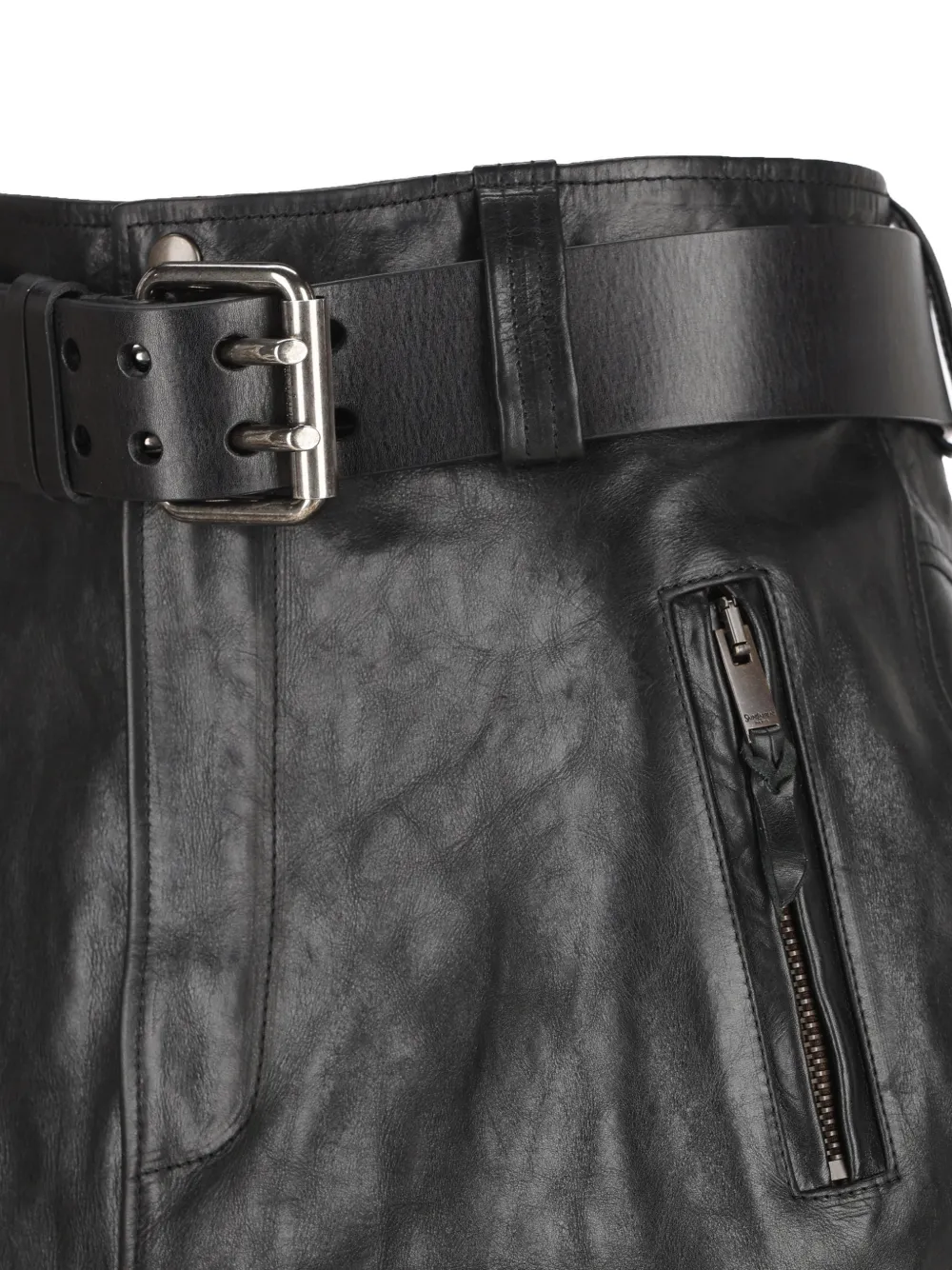 Saint Laurent Leren midi-rok Zwart