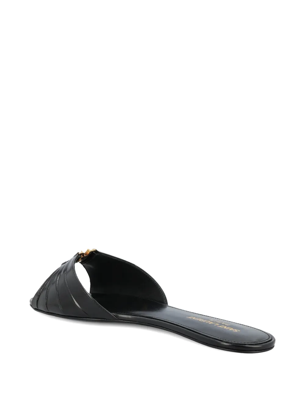 Saint Laurent Babylone leren ballerina's met logo en plooien Zwart