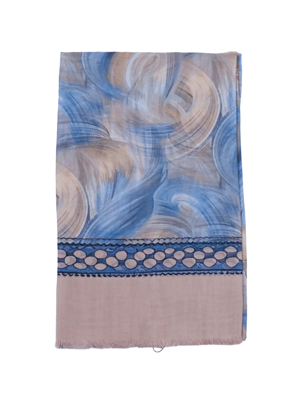 D'aniello abstract-print frayed scarf - Blu