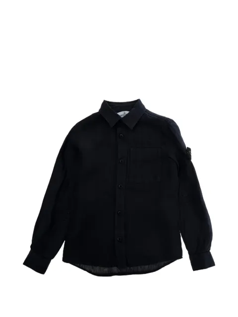Stone Island Junior Hemd aus Leinen mit Logo-Patch