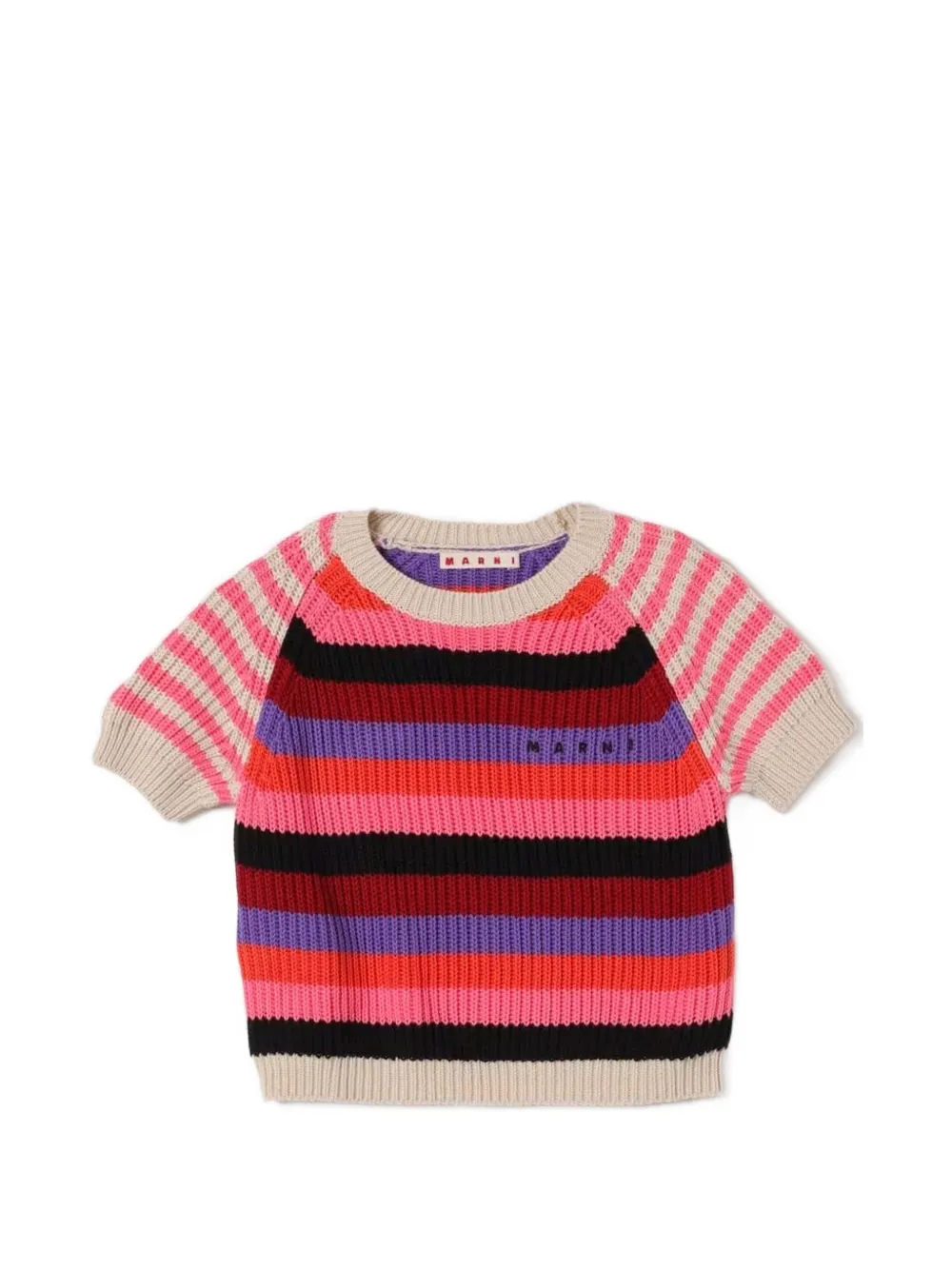 Marni Kids striped short-sleeve T-shirt - Toni neutri
