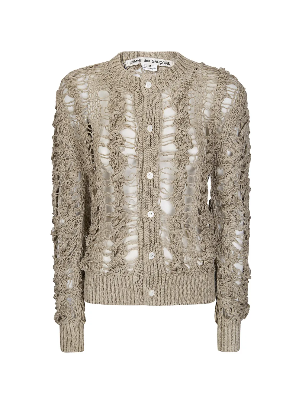 Comme Des Garçons open-knit button-up sweater - Toni neutri