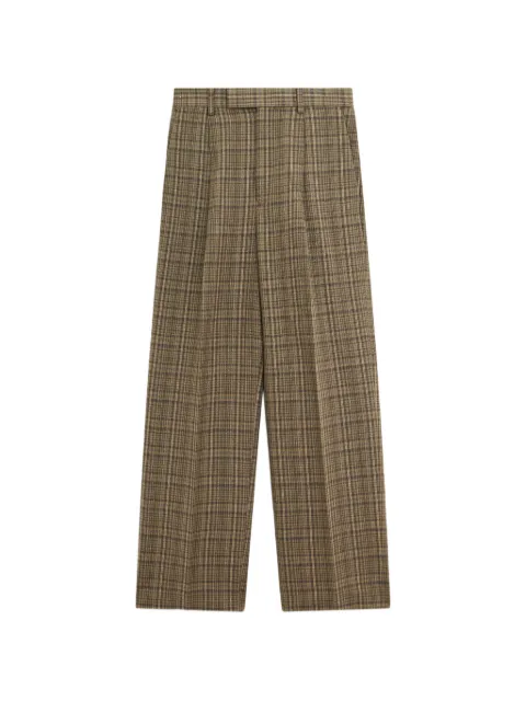 Auralee check-pattern pleated trousers