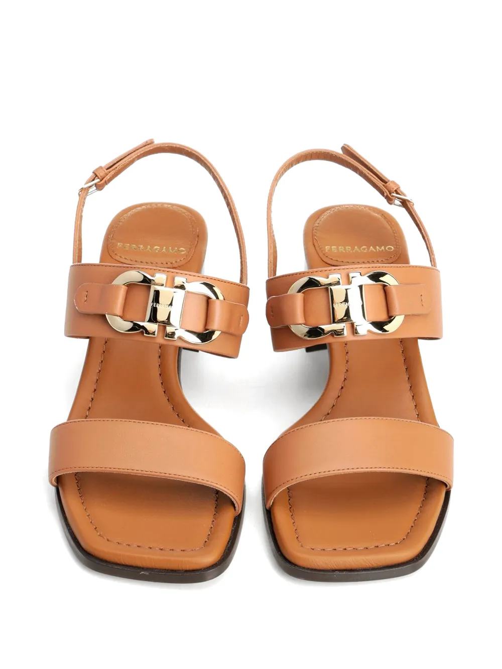 Ferragamo Gancini leren sandalen Beige