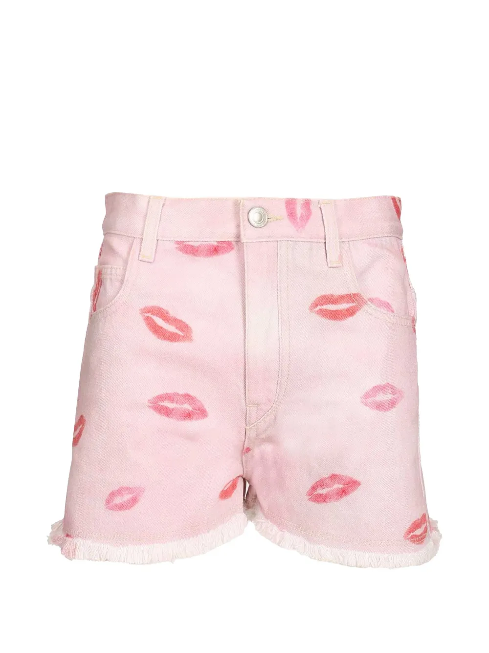MARANT ÉTOILE Lesia kiss-print frayed shorts - Pink