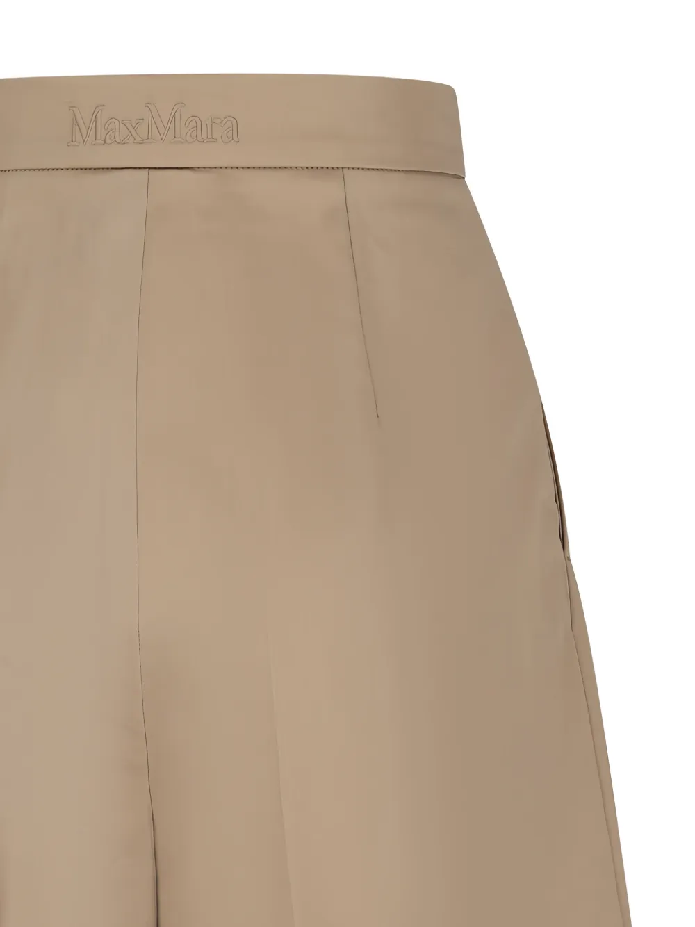 Max Mara Khaki Green Stretch Cotton Satin Mxmtabacco Shorts In Neutral