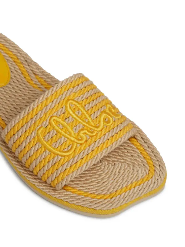 Chloé サンダル ロゴ入り フラット Chloé ロゴ フラットサンダル | ニュートラル | FARFETCH JP