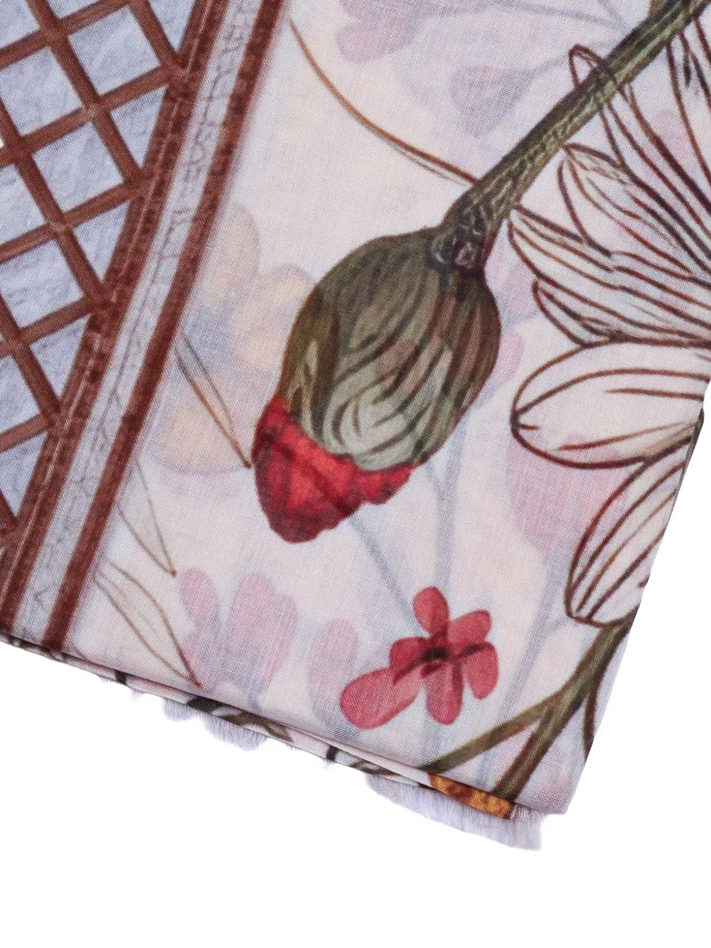 D'aniello Perla sjaal met bloemenprint Beige