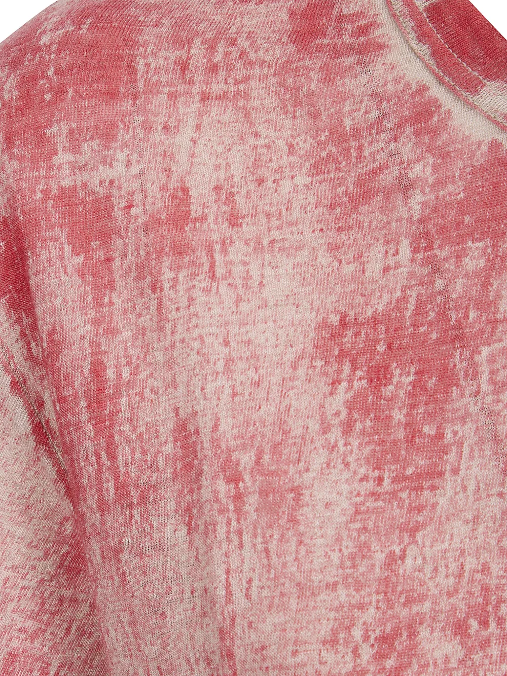 Comme Des Garçons Linnen T-shirt met gerafeld effect Rood