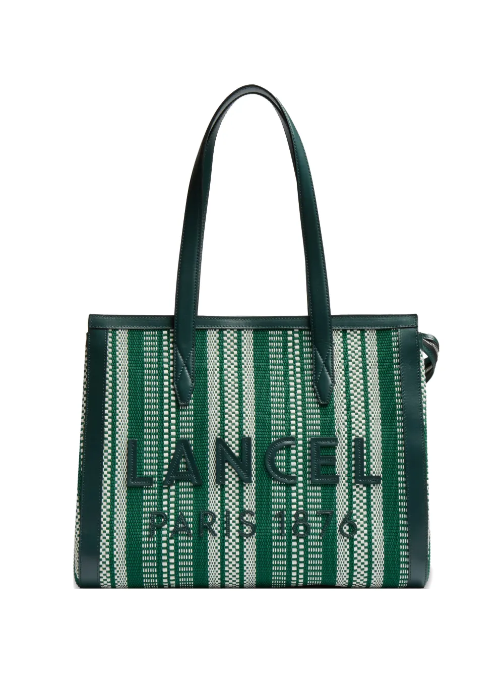 Lancel large striped zip tote bag - Verde