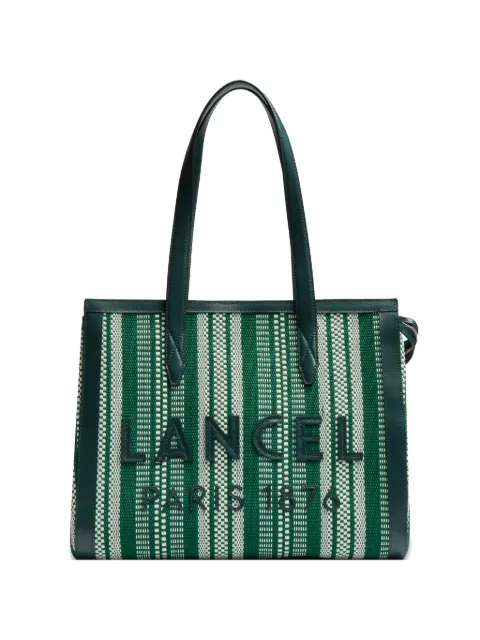Lancel large striped zip tote bag