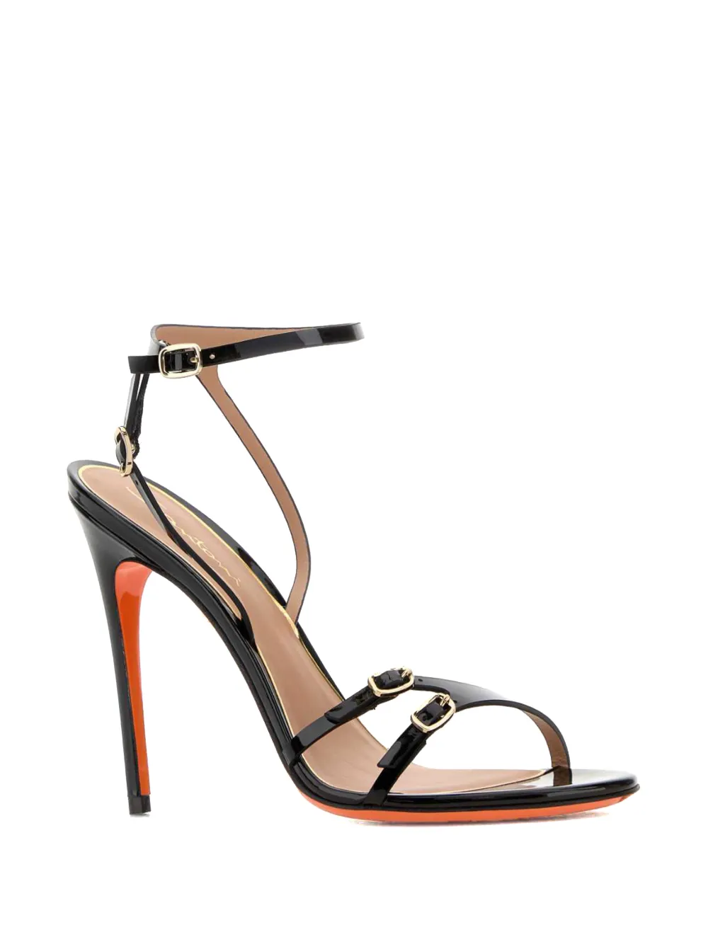 Santoni 110mm Virna leather sandals Zwart