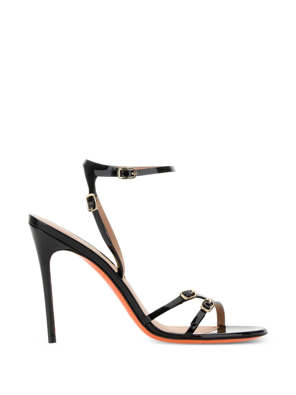 Santoni 110mm Virna leather sandals Zwart