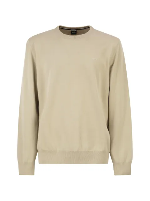 BOSS embroidered-logo crew neck sweater