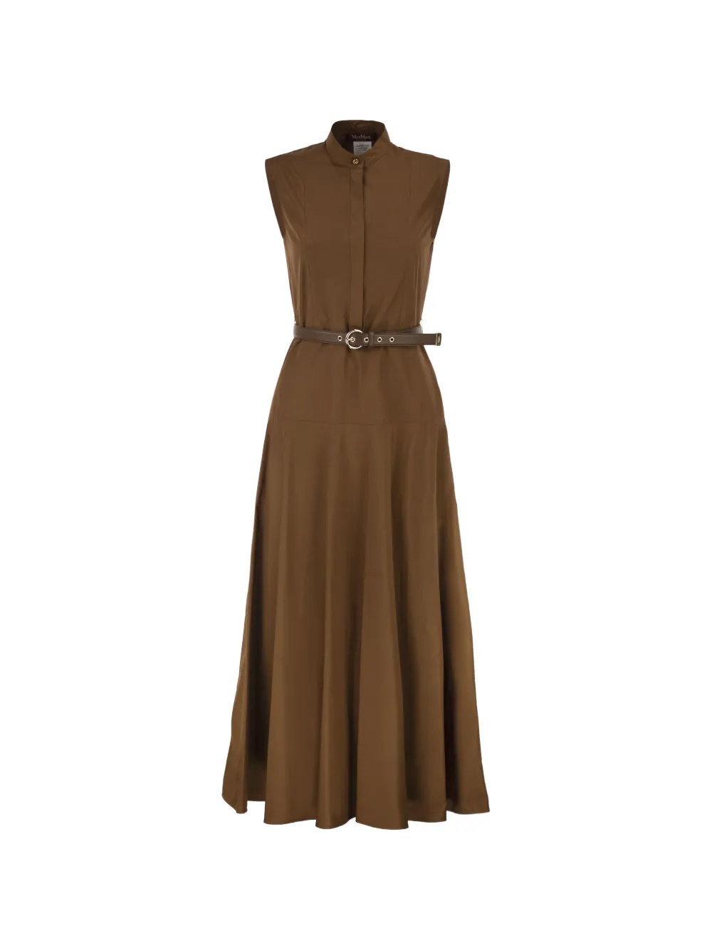 Max Mara belted cotton midi dress - Marrone
