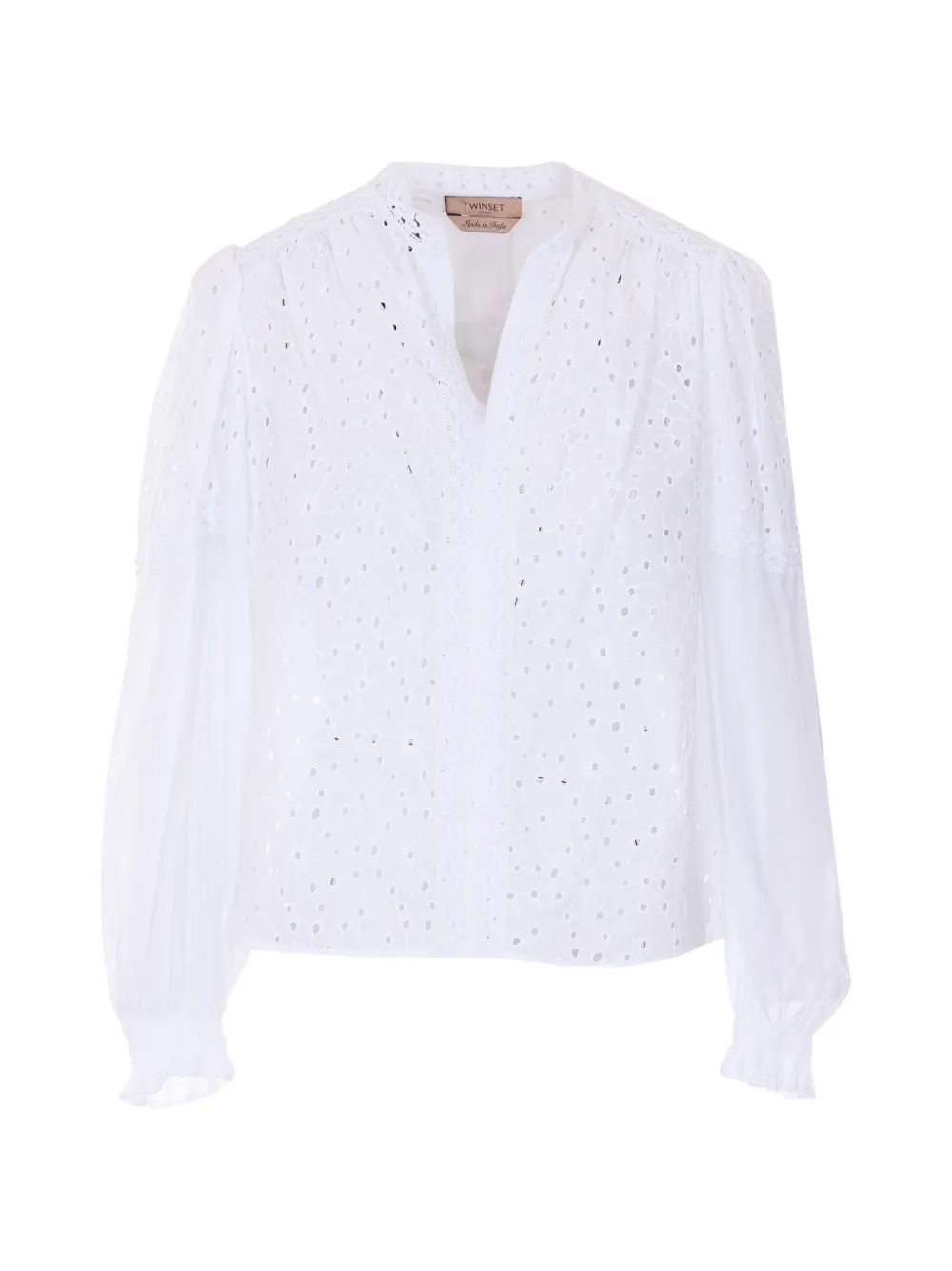 TWINSET V-neck embroidered shirt - Bianco