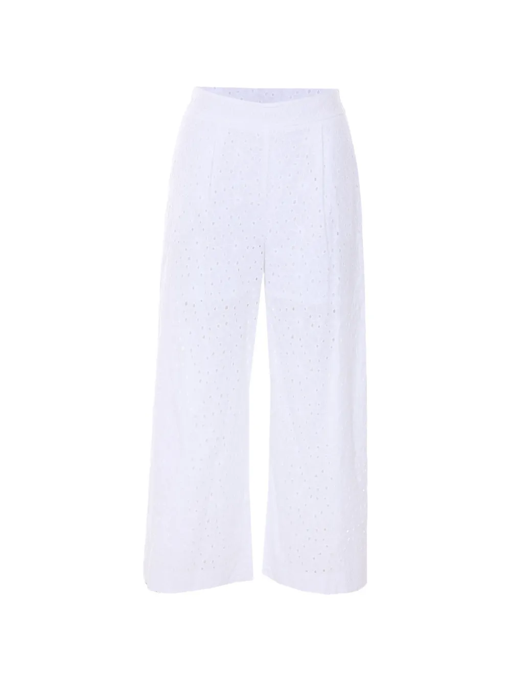 TWINSET floral-embroidered wide-leg trousers - Bianco
