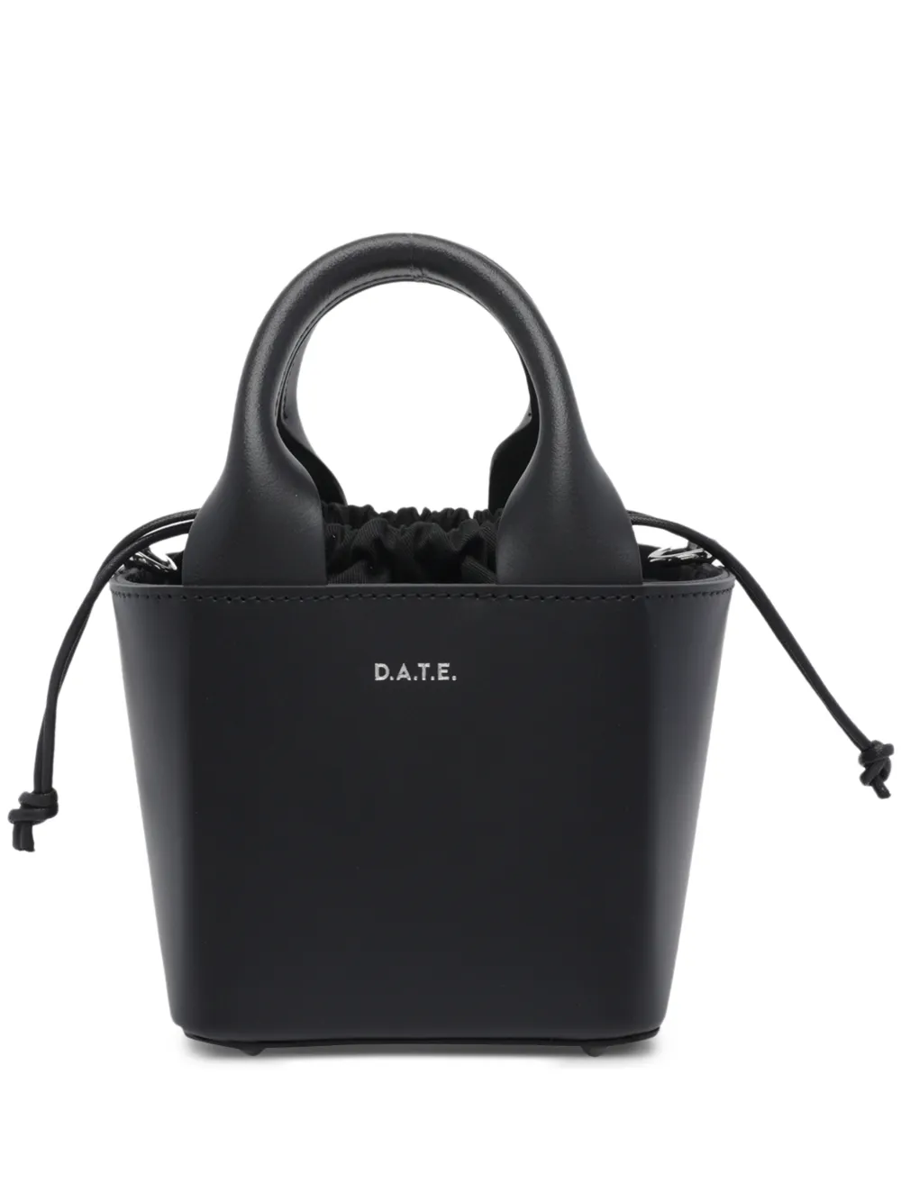Date Logo Leather Tote Bag In Black