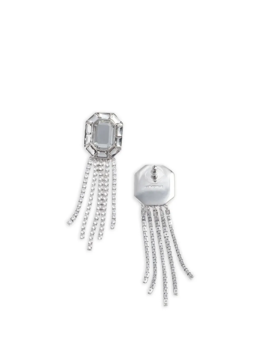 Self-Portrait Crystal Droplet Earrings in Silver, view 2